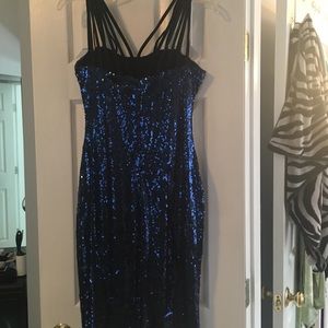 Blue sequin short dress